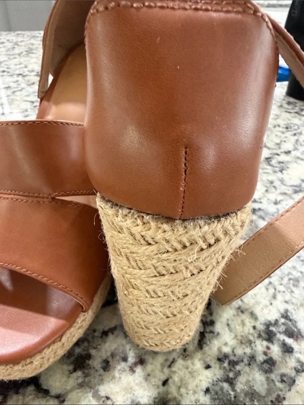 Time and Tru Tan Strappy Espadrille Wedge Sandals